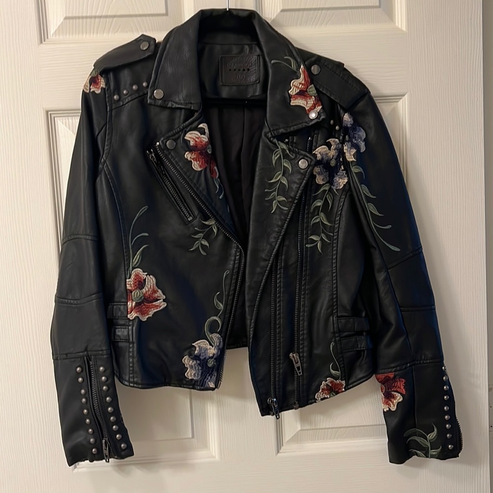 Blank NYC Floral Faux leather Studded Jacket